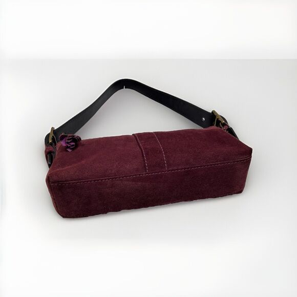 Coach Y2K Vintage Purple Suede Demi Baguette Shoulder Bag Tassle - Picture 4 of 8